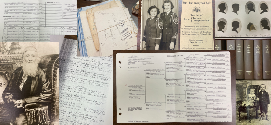 Collage of documents and photographs